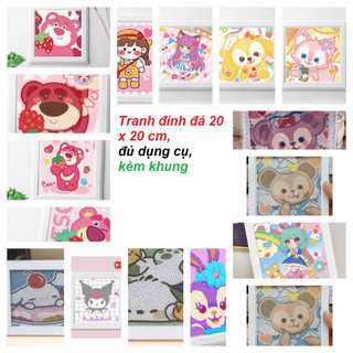 Tranh Đính Đá Tự Làm Mini 18* 18 cm và  20*20 cm -CÓ  KHUNG - Trang Trí Cho Bé Trai Và Gá
