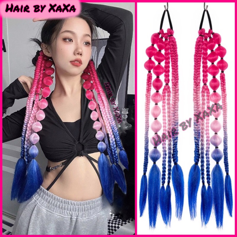 Một dây chun buộc Chùm Tóc Giả Thắt Bím Hồ Lô Màu Omber Dành Cho Các Raver - X77