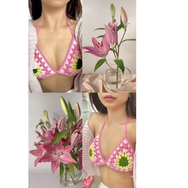 HÀNG CÓ SẴN-Bikini top- áo len móc handmade mùa hè