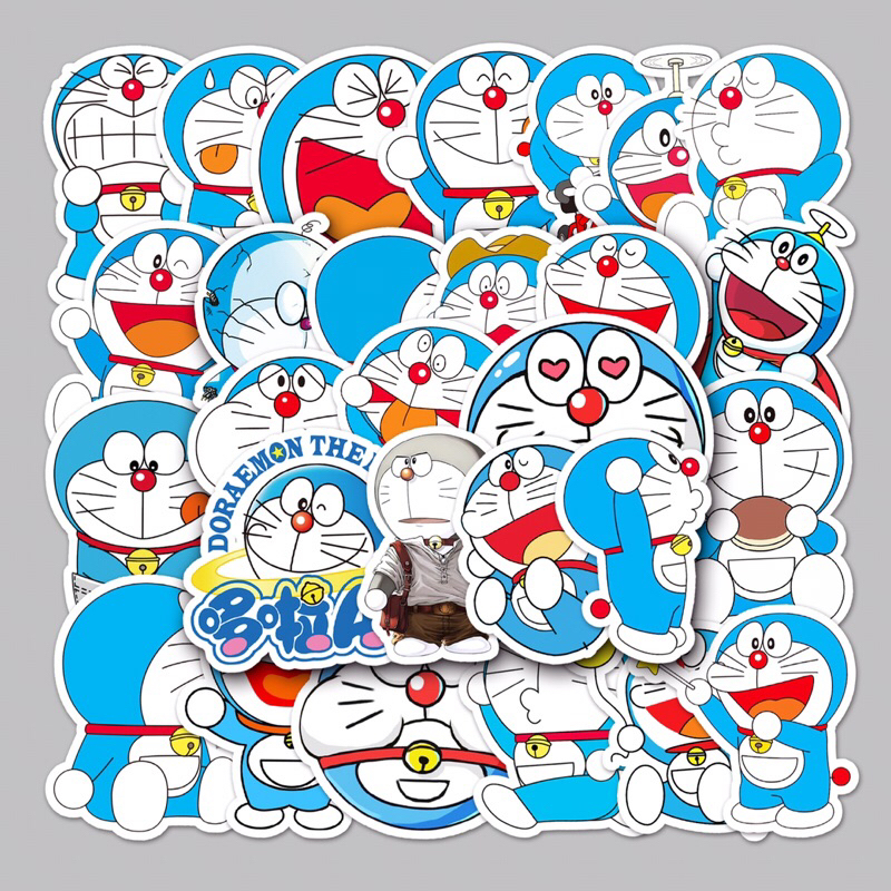 Set 52 Sticker hình DOREMON, Dán Laptop, Điện Thoại, Ván Trượt, Vali , Dán Đàn - Decal PVC Chông Thấm Nước