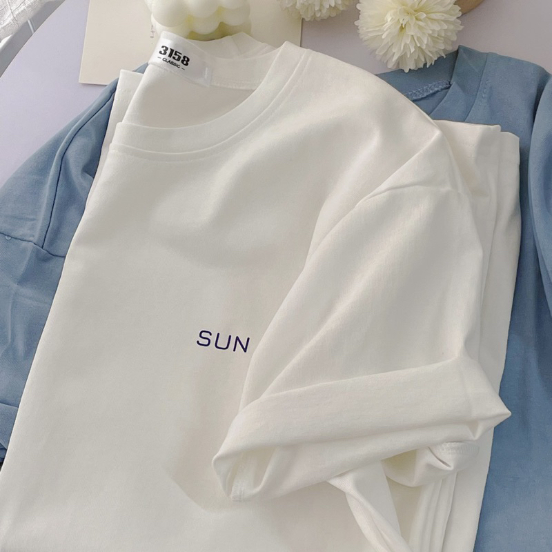 Áo thun 3158 chất cotton khô thoáng mát, form basic Hàn tay lỡ SUN siêu xinh freesize < 60kg | BigBuy360 - bigbuy360.vn