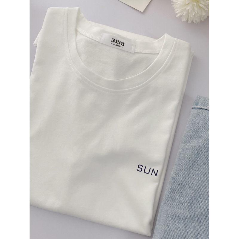 Áo thun 3158 chất cotton khô thoáng mát, form basic Hàn tay lỡ SUN siêu xinh freesize < 60kg | BigBuy360 - bigbuy360.vn