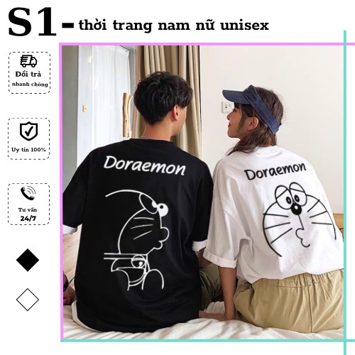 Áo thun đôi DORAEMON Cotton Xịn, Form Rộng Siêu Kute Mát Mẻ Thoáng Khí Phù Hợp Cho Ngày Hè
