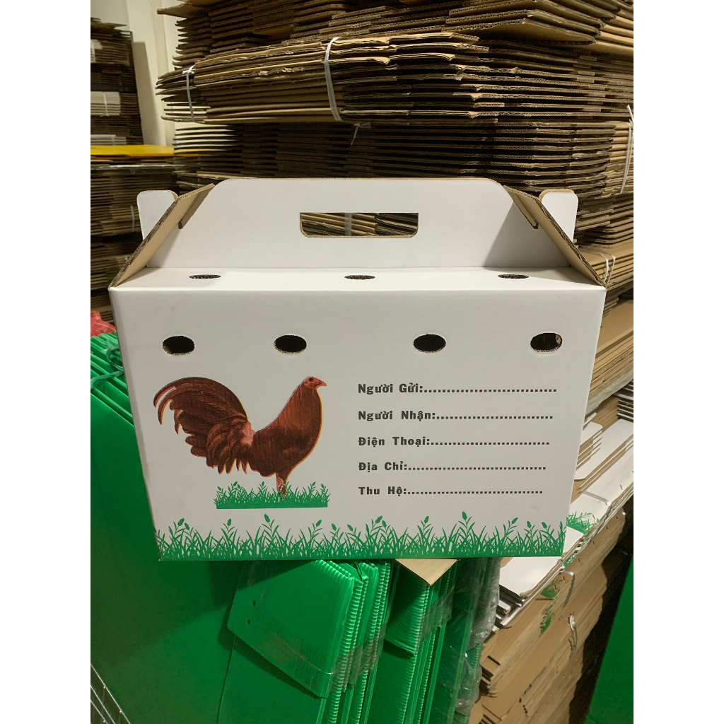 Thùng đựng gà tre chiến kê màu trắng