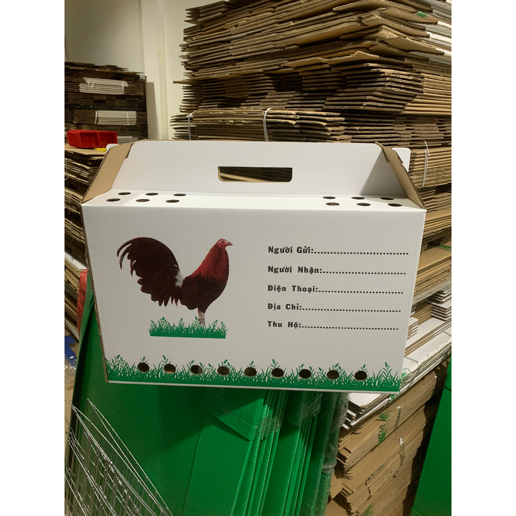 Thùng đựng gà nòi chiến kê màu trắng
