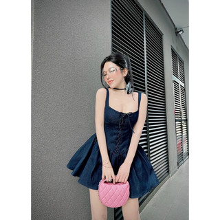 Đầm xoè đan dây jeans