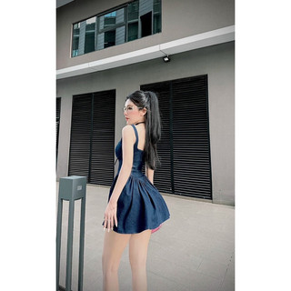 Đầm xoè đan dây jeans