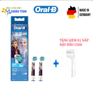 Vỉ 2 đầu bàn chải điện Oralb cho bé gái ( Elsa) +  tặng 1 nắp  đầu bàn chải