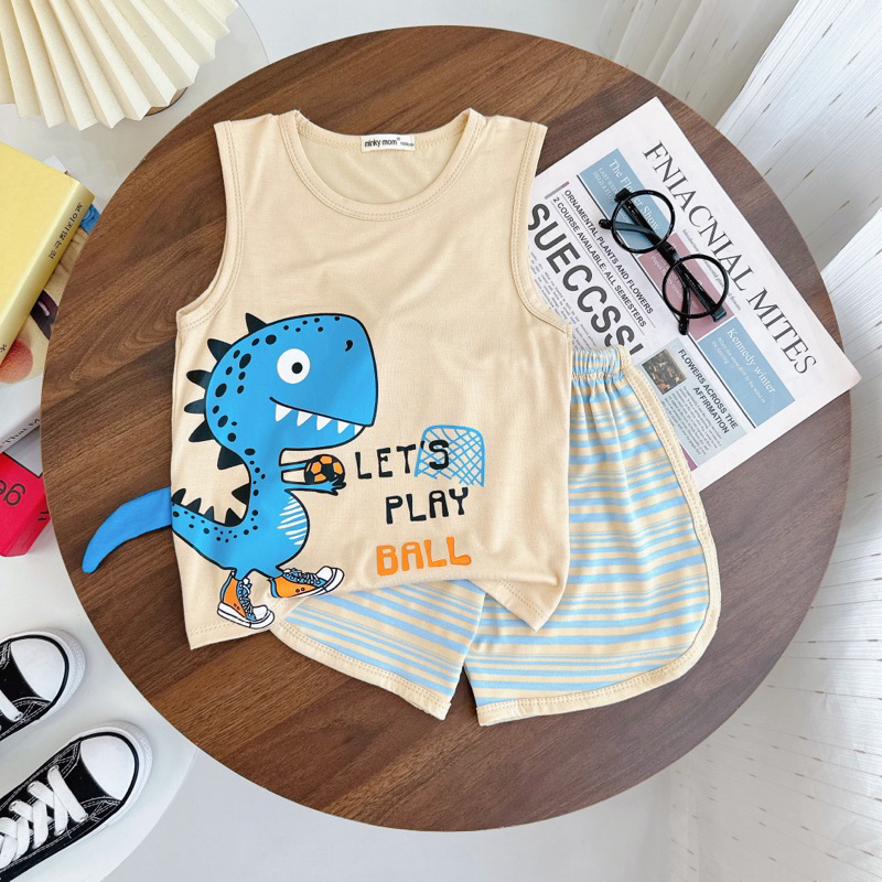 Bộ thun ba lỗ minky cao cấp co giãn mềm mịn cho bé 5-32 kg