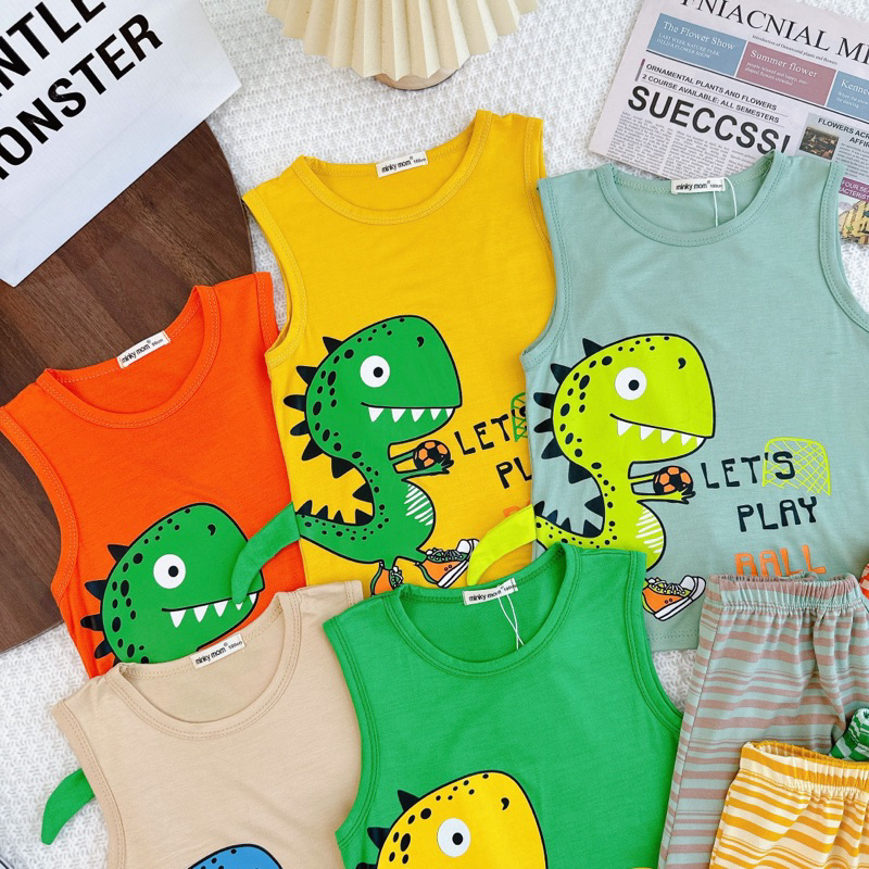 Bộ thun ba lỗ minky cao cấp co giãn mềm mịn cho bé 5-32 kg