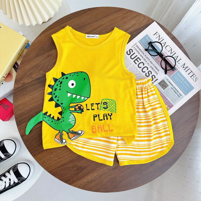 Bộ thun ba lỗ minky cao cấp co giãn mềm mịn cho bé 5-32 kg