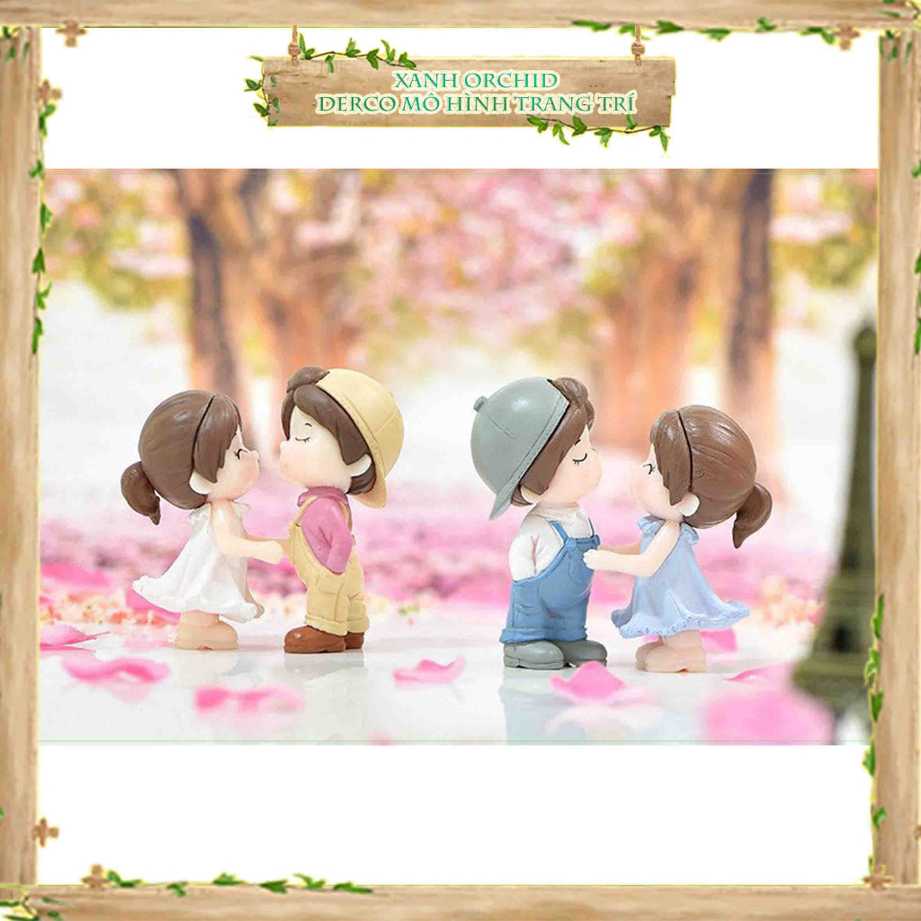 Mô Hình Tiểu Cảnh "Cặp Đôi Kute Mini" Trang Trí Sen Đá, Sân Vườn/ Chậu Cây, DYI, Terrarium