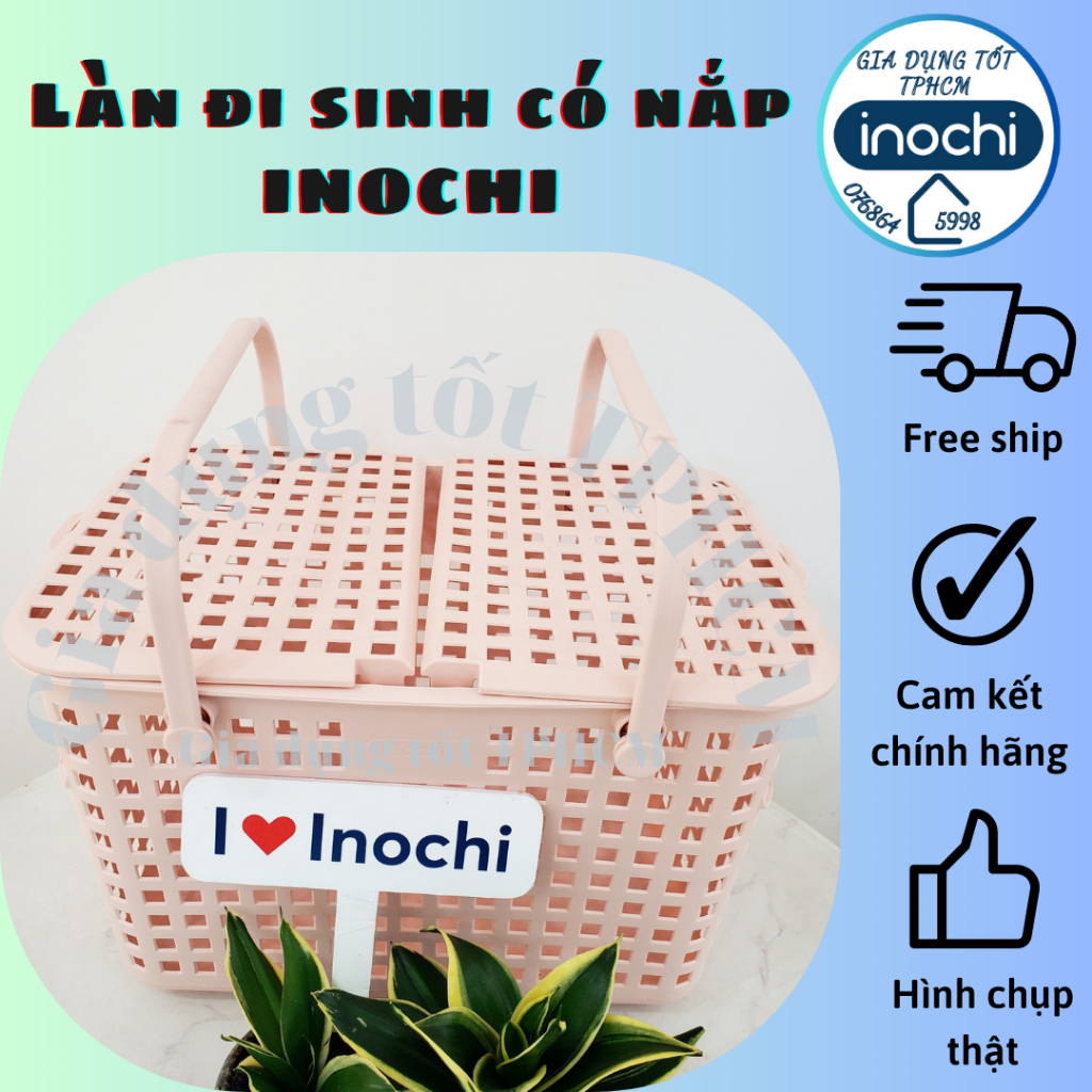 Giỏ xách quai giữa có nắp Nachi INOCHI, Giỏ Đi Sinh để đồ cho mẹ và bé có quai xách nhiều màu tiện lợi