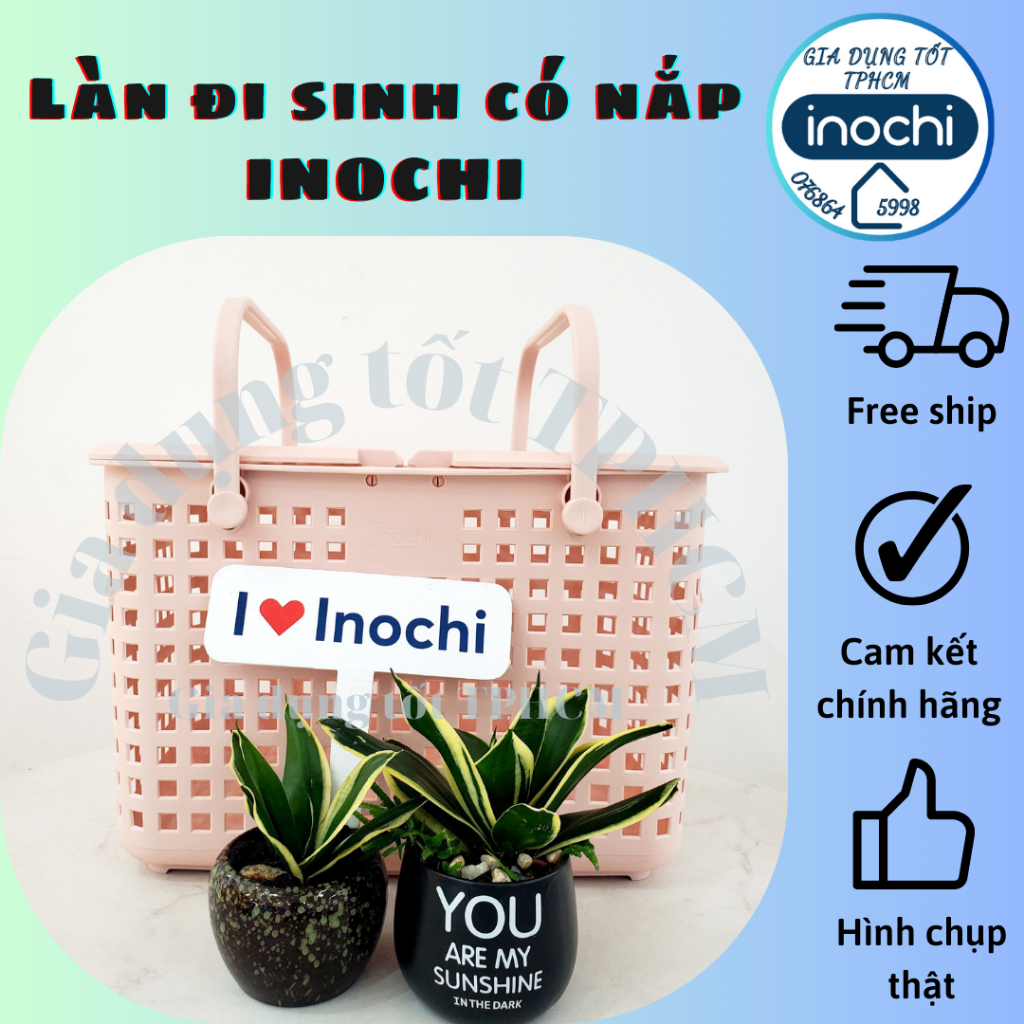 Giỏ xách quai giữa có nắp Nachi INOCHI, Giỏ Đi Sinh để đồ cho mẹ và bé có quai xách nhiều màu tiện lợi