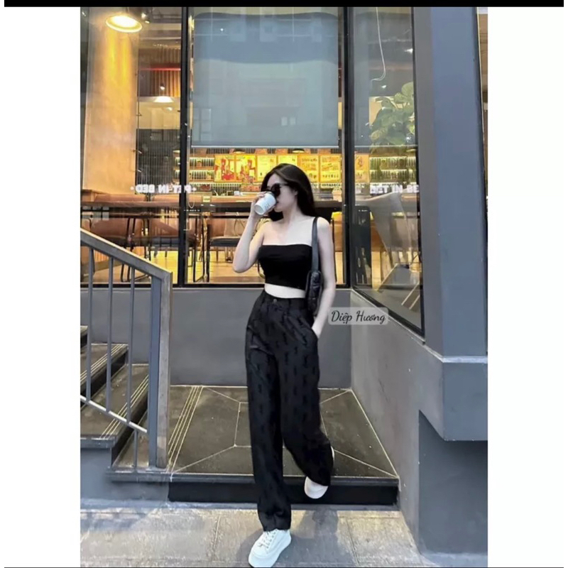 Quần xuông lụa YsL lưng cao tôn dáng, quần xuông lụa tôn dáng