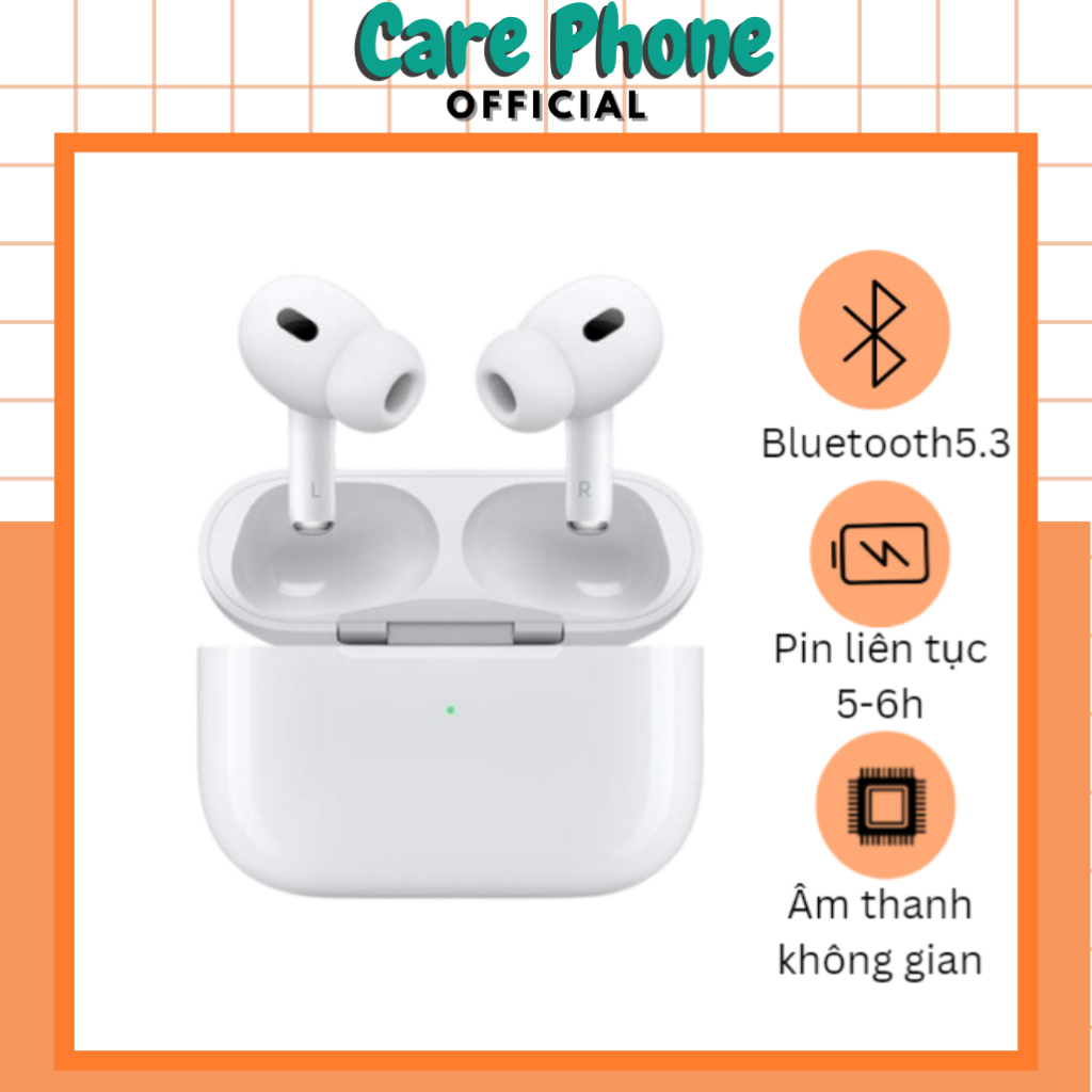 Tai nghe Bluetooth AIP Pro2 không dây cao cấp, pin trâu ,chống ồn, cảm ứng nhạy,định vị, đổi tên-CarePhone