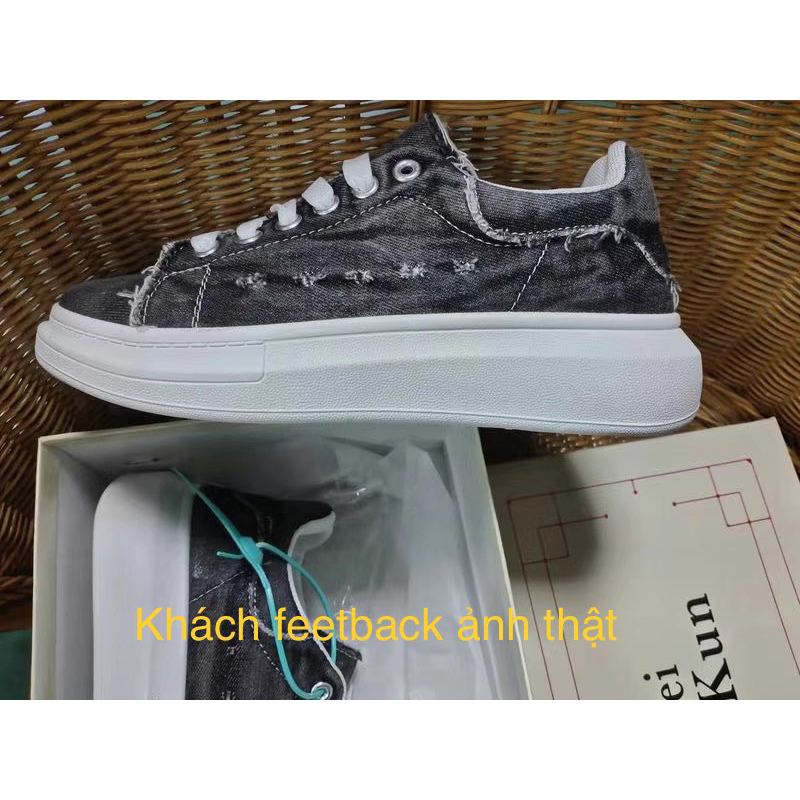 Giày thể thao nam, giày sneaker nam, giày thể thao nam vải bò dày dặn cao cấp POP128