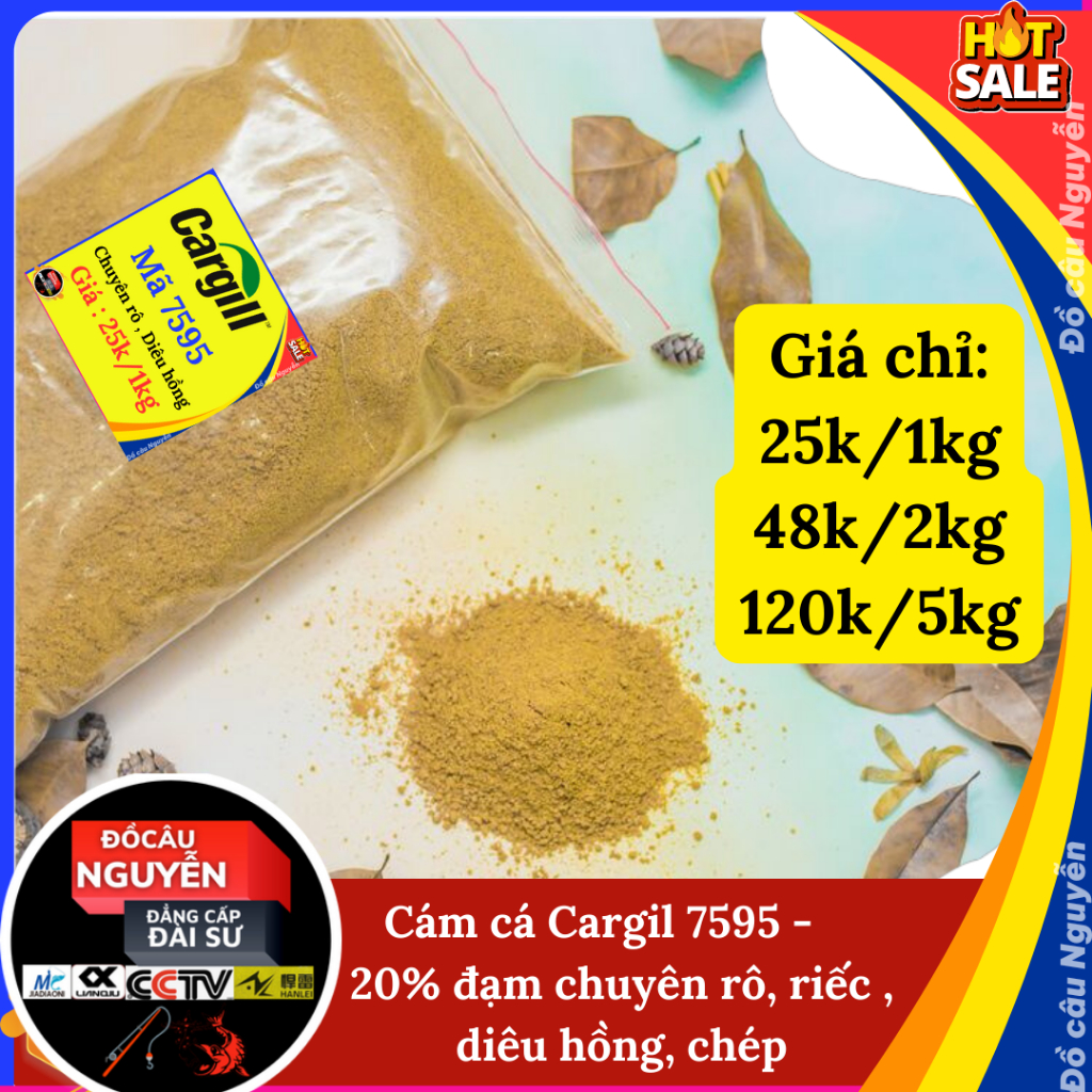 (1kg) Cám cá cargill 7924 đạm và 7595 20% đạm chuyên câu cá rô , chép , trắm, trôi dịch vụ tự nhiên (Đồ Câu Nguyễn)