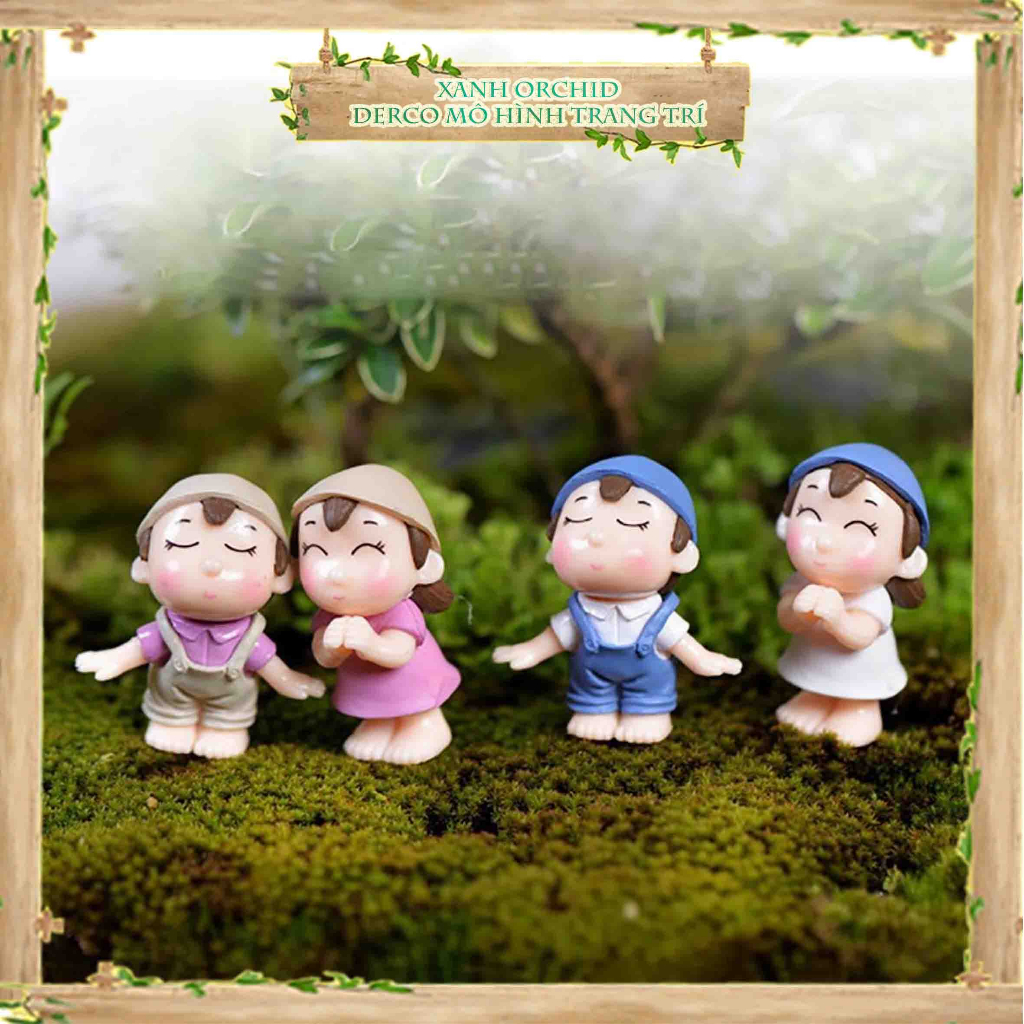 Mô Hình Tiểu Cảnh "Cặp Đôi Bé Trai Và Gái Mini" Trang Trí Sen Đá, Sân Vườn/ Chậu Cây, DYI, Terrarium