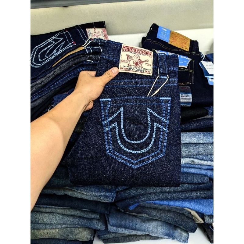 quần jean ông địa hàng mỹ màu xanh xịn true religion