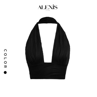 Alexis - áo croptop đen cổ v - silene croptop
