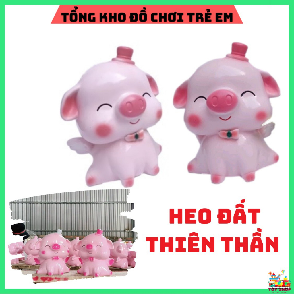 Heo đất đựng tiền, heo đất tiết kiệm, chú lợn đất may mắn đáng yêu làm nơi đựng tiền cho bé- heo đất thiên thần có 2 màu