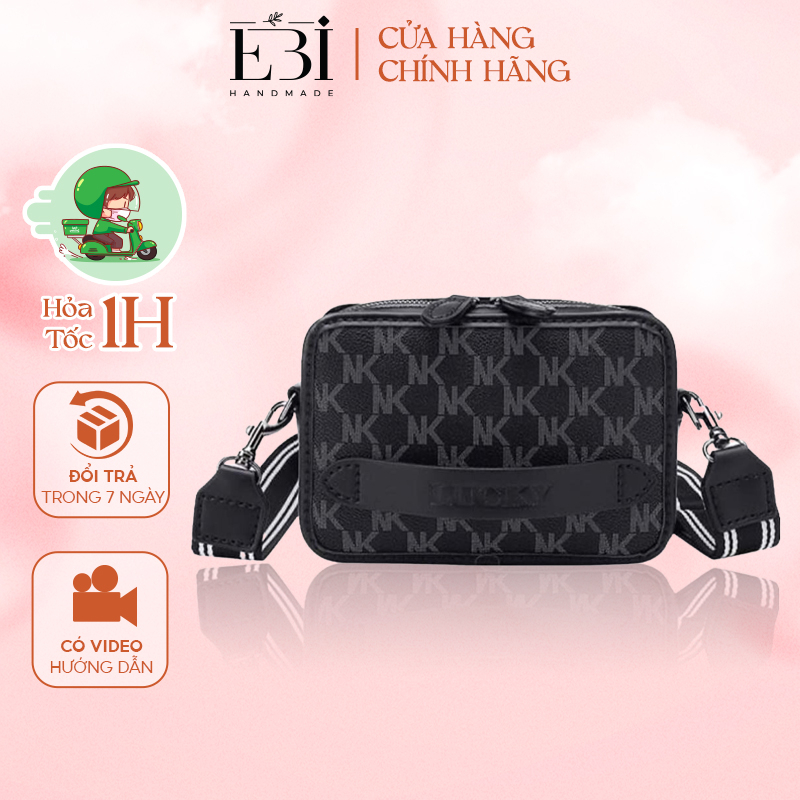 Túi tự đan nam nữ EBI HANDMADE in chữ NK và Lucky thời trang Hàn Quốc cá tính trẻ trung dành cho cặp đôi - ES04