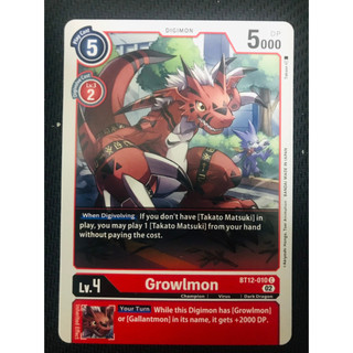 Thẻ bài digimon bt12-010 - growlmon - digimon - common