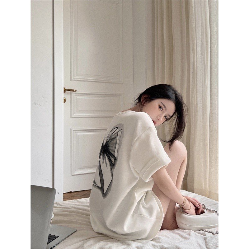 Áo Thun Nữ Tay Lỡ Unisex Form Rộng Giấu Quần Vải Cotton Cao Cấp Phong Cách Hàn Quốc | BigBuy360 - bigbuy360.vn