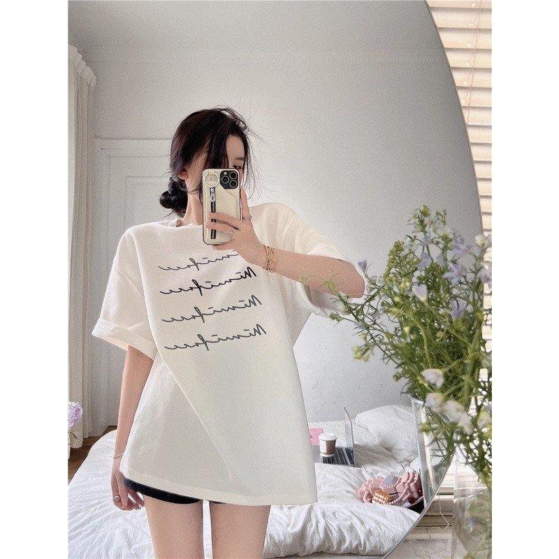 Áo Thun Nữ Tay Lỡ Unisex Form Rộng Giấu Quần Vải Cotton Cao Cấp Phong Cách Hàn Quốc | BigBuy360 - bigbuy360.vn
