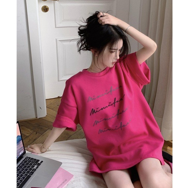 Áo Thun Nữ Tay Lỡ Unisex Form Rộng Giấu Quần Vải Cotton Cao Cấp Phong Cách Hàn Quốc | BigBuy360 - bigbuy360.vn
