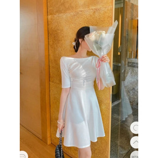 Đầm xòe cổ thuyền phong cách Hàn