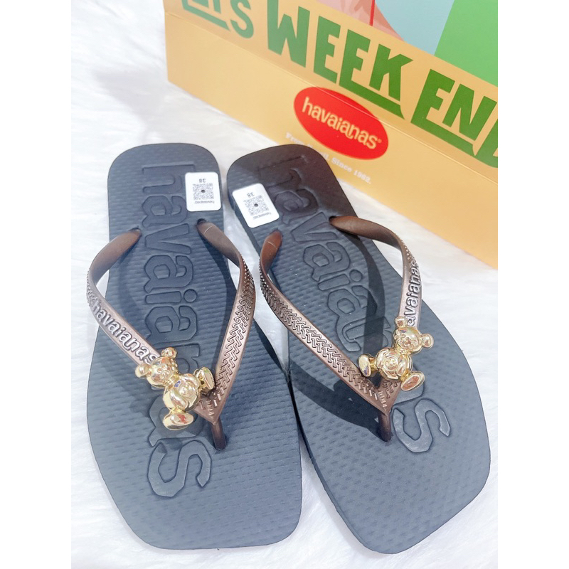 Dép Nữ Havai Cao Su Charm Gấu