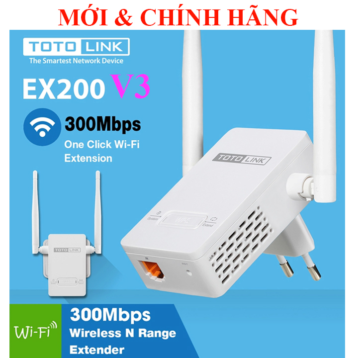 Repeater kích sóng wifi 300Mbps TOTOLINK EX200 V1 V2 V3, N200RE, Tenda A12