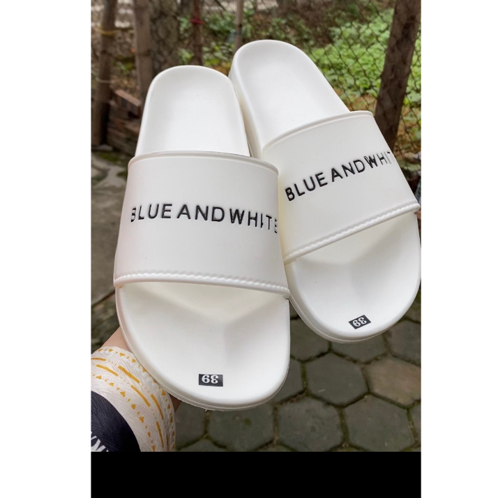 Dép ulzzang Nam Nữ phong cách Hàn Quốc - Dép Quai Ngang Blue And White