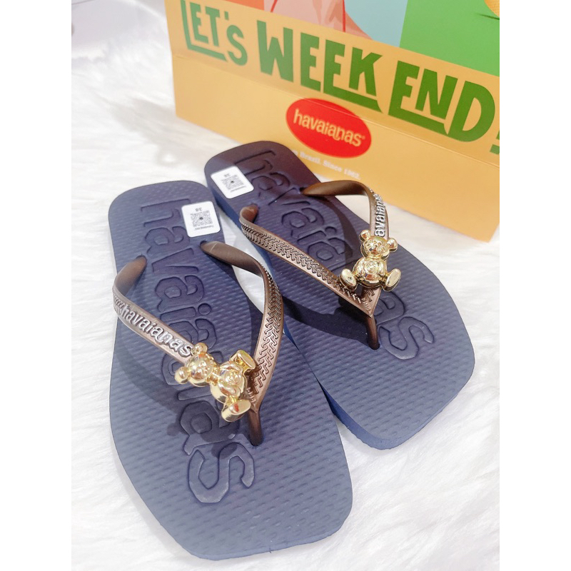 Dép Nữ Havai Cao Su Charm Gấu
