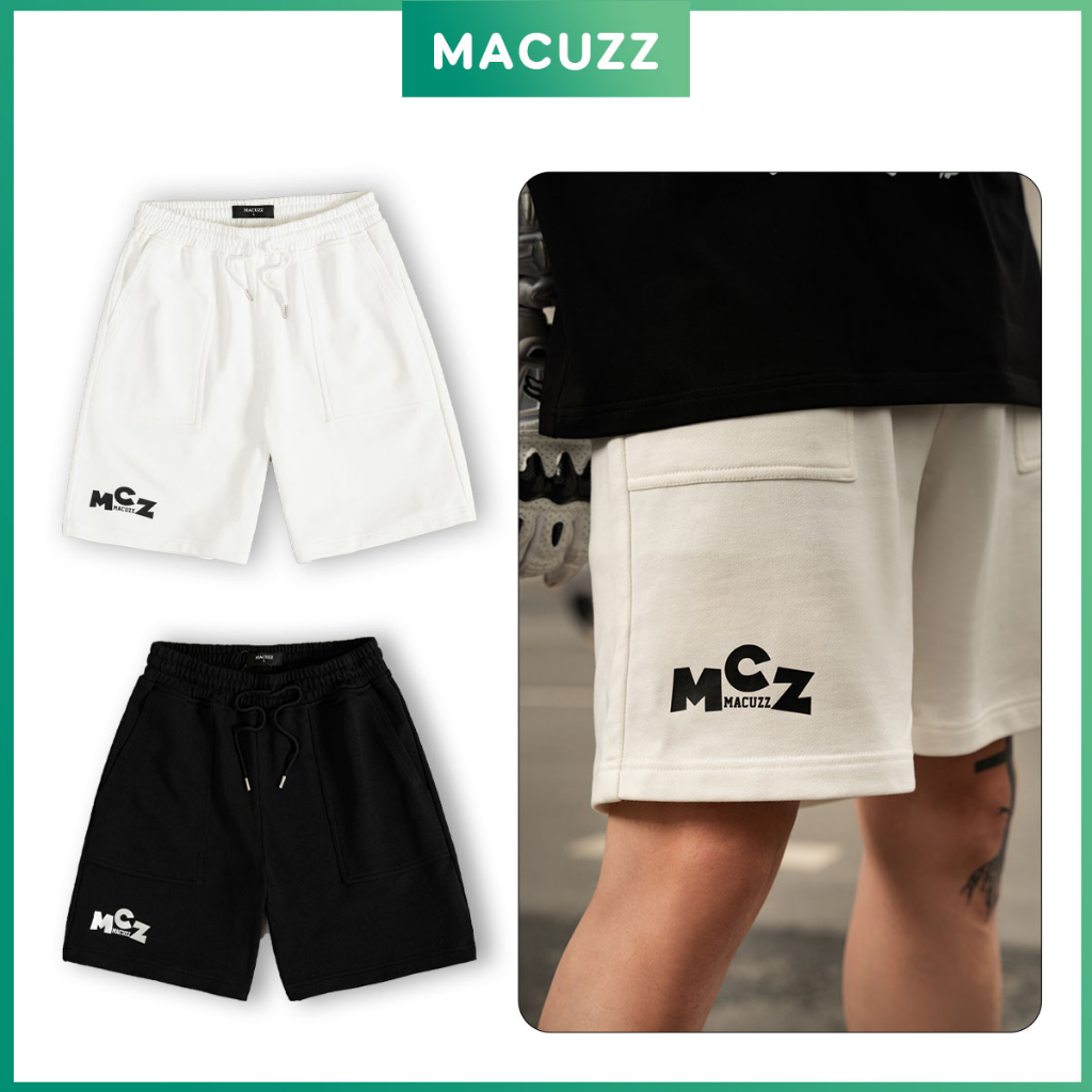 Quần short nam Streetwear cao cấp Macuzz Hình phản quang MCZ chất liệu nỉ dày dặn form rộng Unisex MQS013-022302