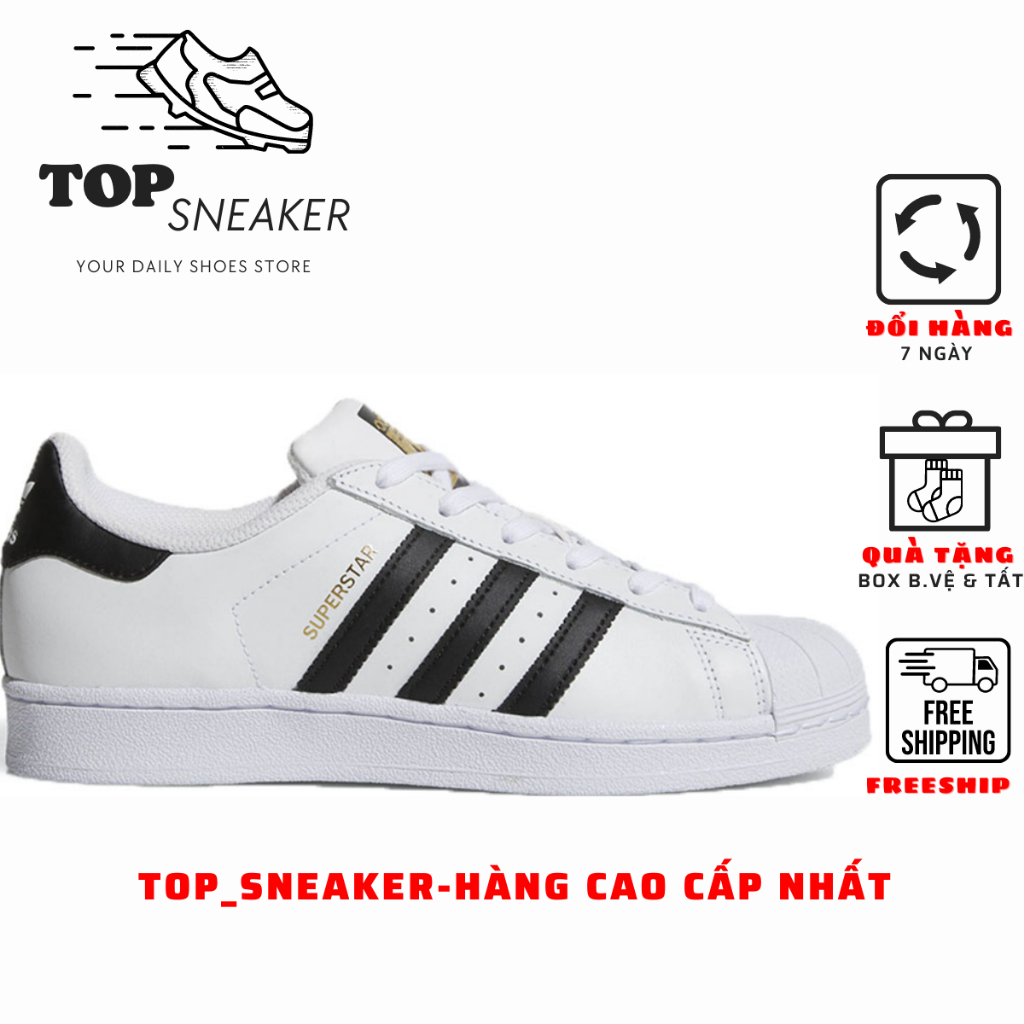 Giày Adidas Superstar Mũi Sò Màu Trắng Sọc Đen-Giày thể thao Adidas Sò Đen Trắng Bản Classic Cực Xinh Full Box+Quà Tặng
