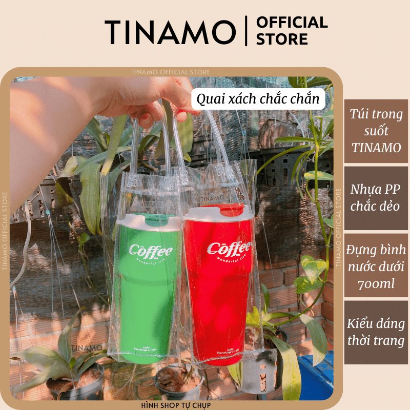 Túi trong suốt đựng bình nước chất liệu nhựa PVC cao cấp TINAMO