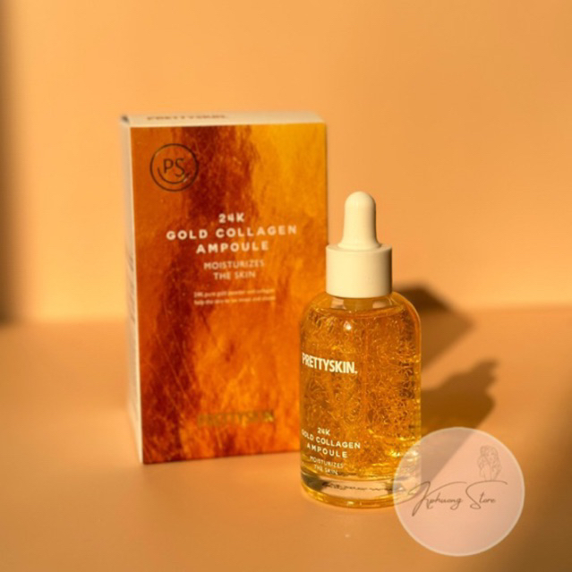 Tinh Chất 24K Gold Collagen Ampoule, Tinh Chất Pretty Skin 24K Gold Collagen Ampoule 50ml Hàn Quốc