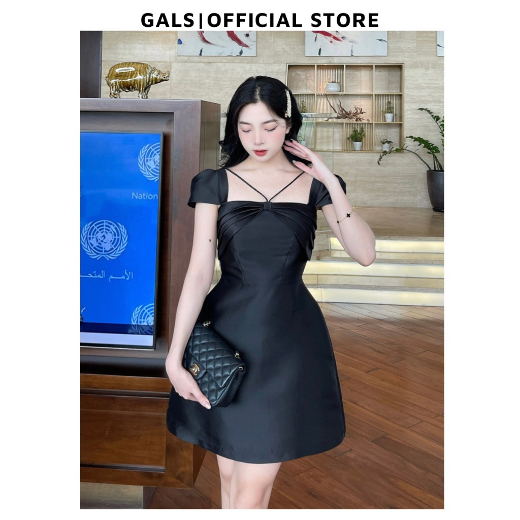 Váy nữ thiết kế Ciara Dress GALS cổ yếm dáng A sang trọng hiện đại - Đen