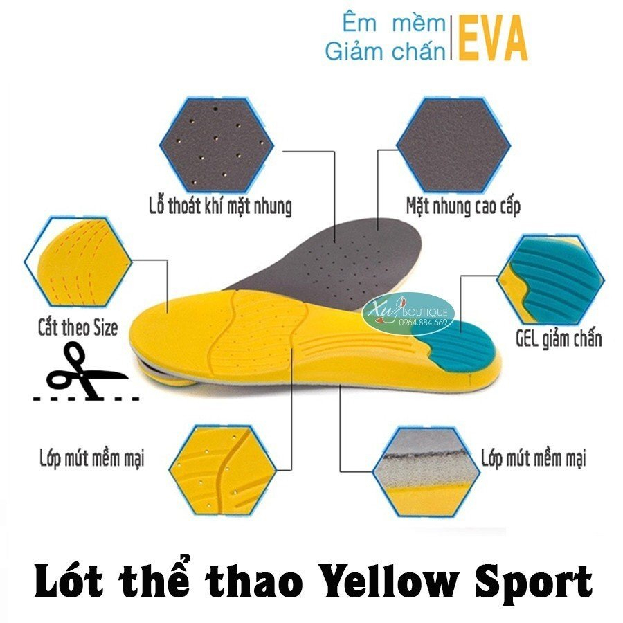 Miếng Lót Đế Giày Thể Thao Yellow Sport - Êm Chân Khử Mùi