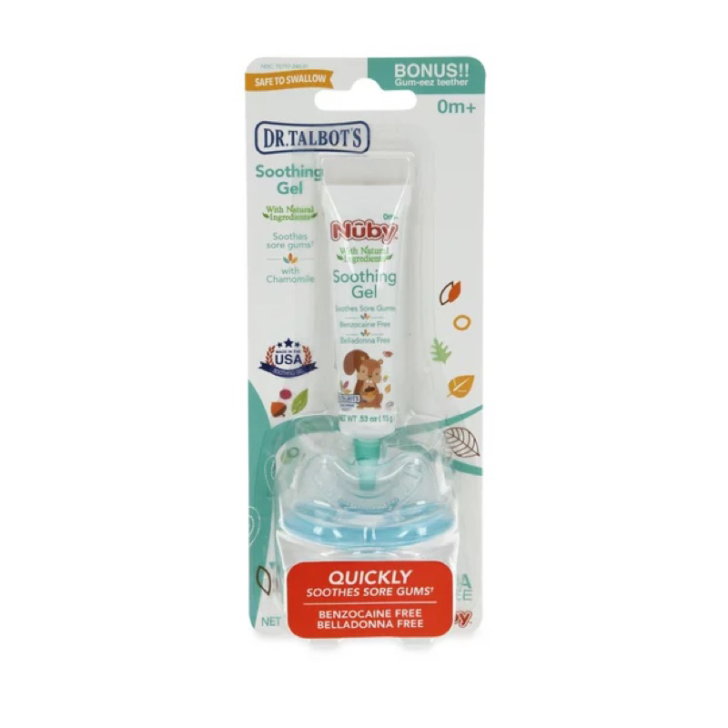 Gel và miếng ngậm nướu cho trẻ mọc răng Dr. Talbot's Soothing Gel and Gum-eez Teether for Teething Infants