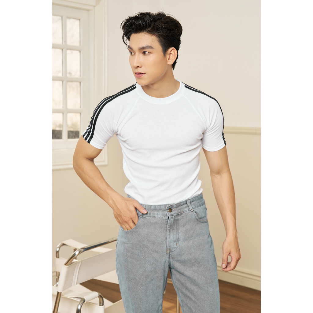 Áo Thun Nam Cổ Tròn Raglan Phối Ba Sọc Form Body Cotton Thun Tăm Gân Thương Hiệu MrTwins®