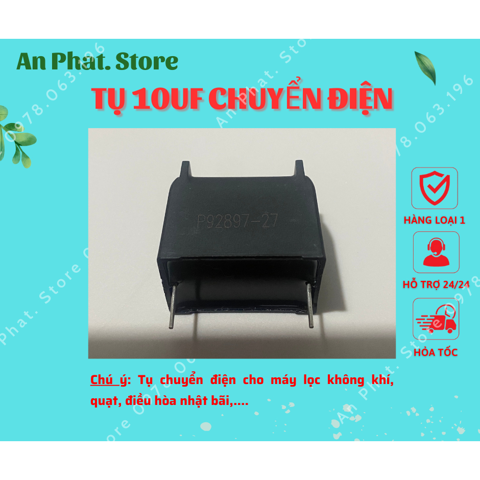 Tụ điện  MKP-X2 10uF 275VAC 400VDC pitch 31mm Đen size 36x23x33mm