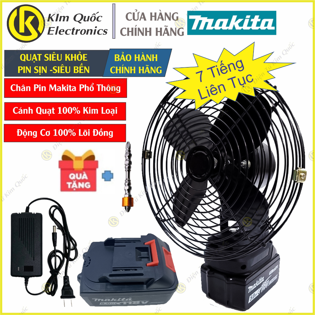 Quạt Tích Điện Makita Chân Pin Phổ Thông, Quạt Pin Makita Sử Dụng Pin 14.4 - 21V Makita | Tặng Kèm Đầu Vít Nam Châm