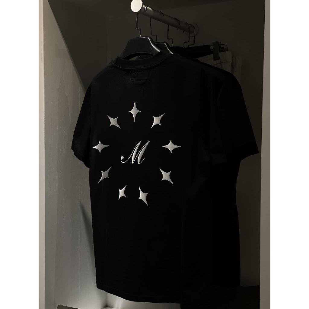 Áo thun in nổi ngôi sao hình tròn - Form America, tay lỡ unisex, 100% Cotton 2WS