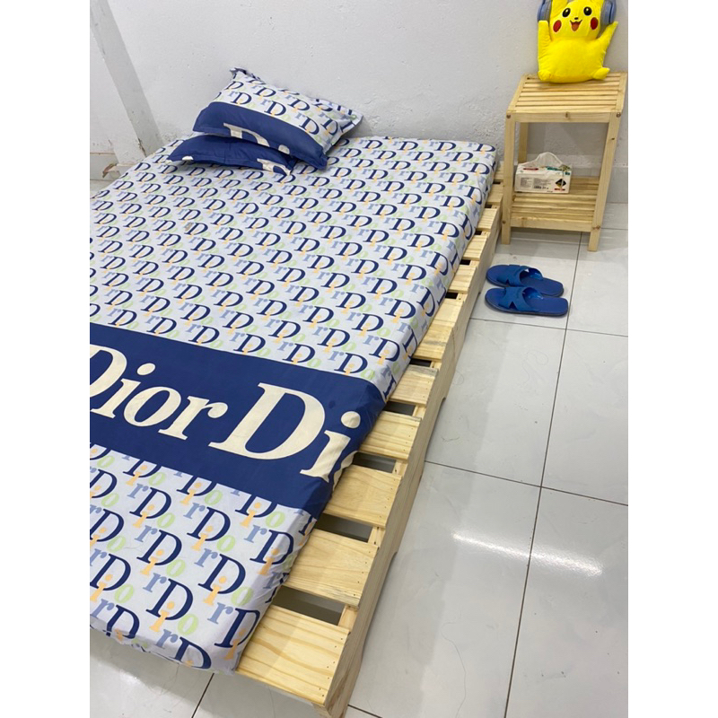 GƯỜNG PALLET GỖ THÔNG DECOR CHÂN CAO 20CM CÓ ĐẦU GIƯỜNG NHƯ HÌNH