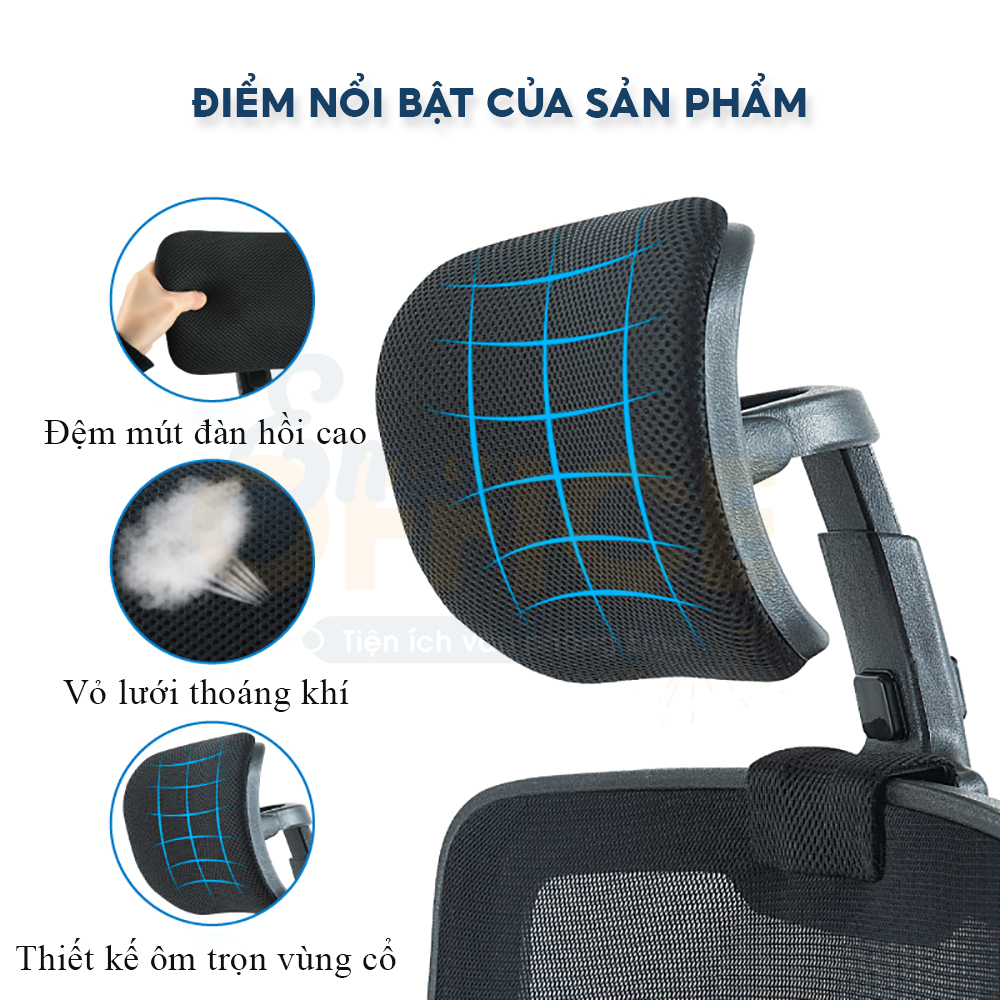 Tựa đầu gắn thêm ghế văn phòng EMA - Biến ghế thường thành ghế công thái học