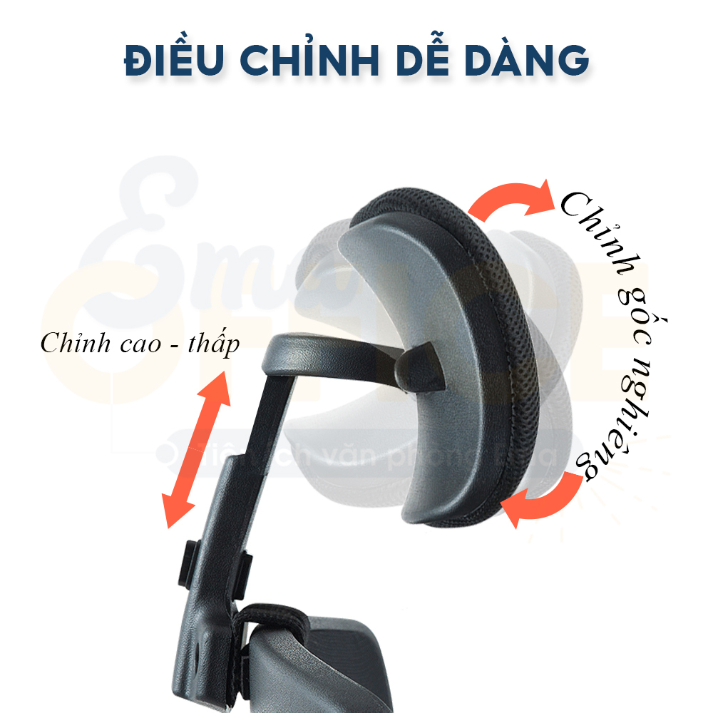 Tựa đầu gắn thêm ghế văn phòng EMA - Biến ghế thường thành ghế công thái học